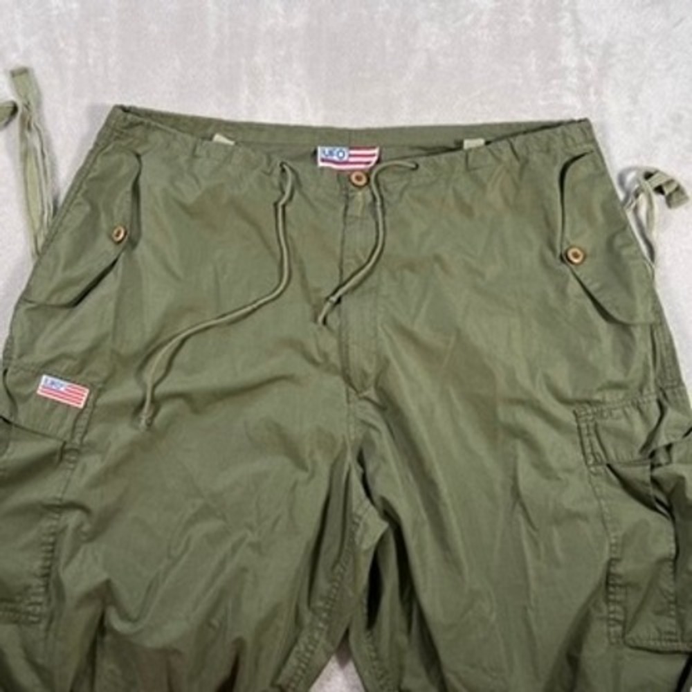 Vintage 90s UFO Parachute Cargo Pants Men's Size XL Green Baggy Rave Grunge Y2K - Picture 3 of 16
